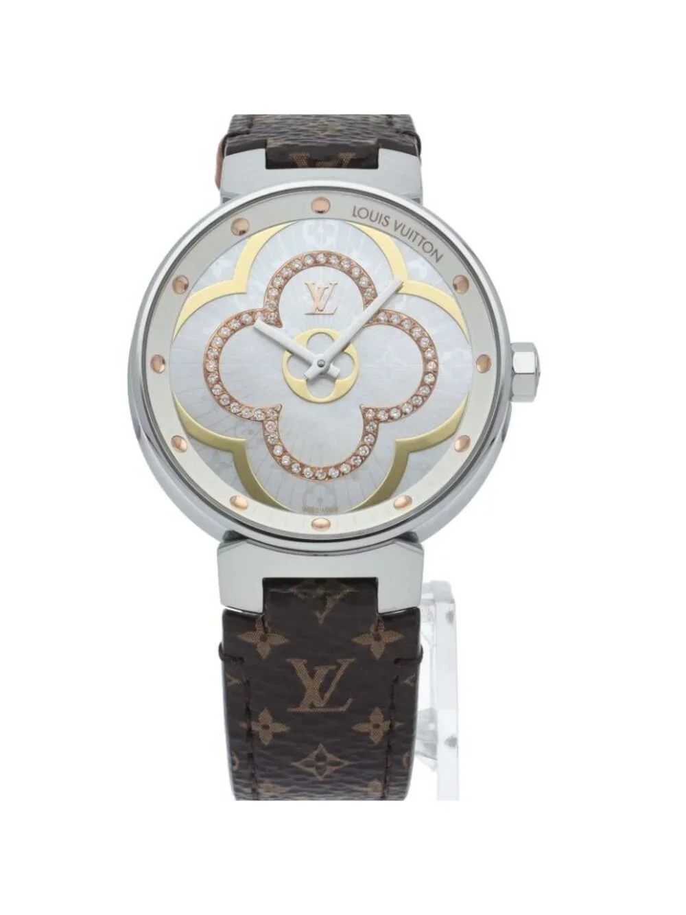 Louis Vuitton Tambour Moondivine Watch Diamond Shell Box Band SS - Picture 2 of 6